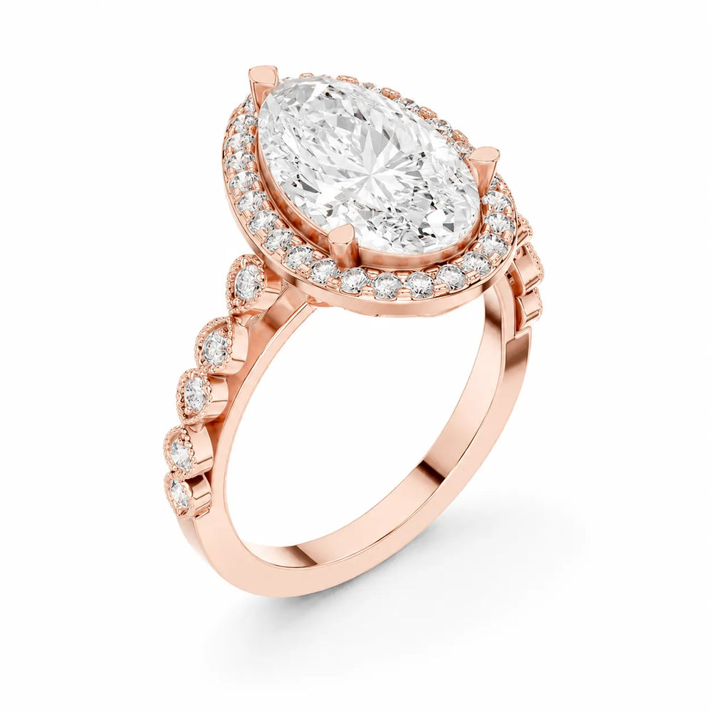 Halo Crown Pear Diamond Ring