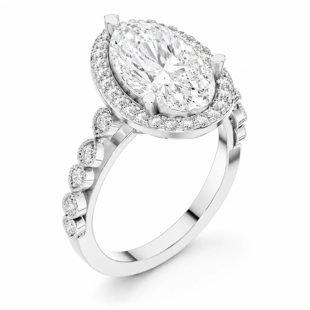 Halo Crown Pear Diamond Ring