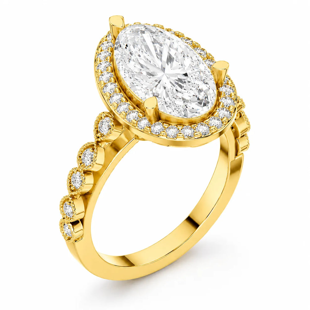 Halo Crown Pear Diamond Ring