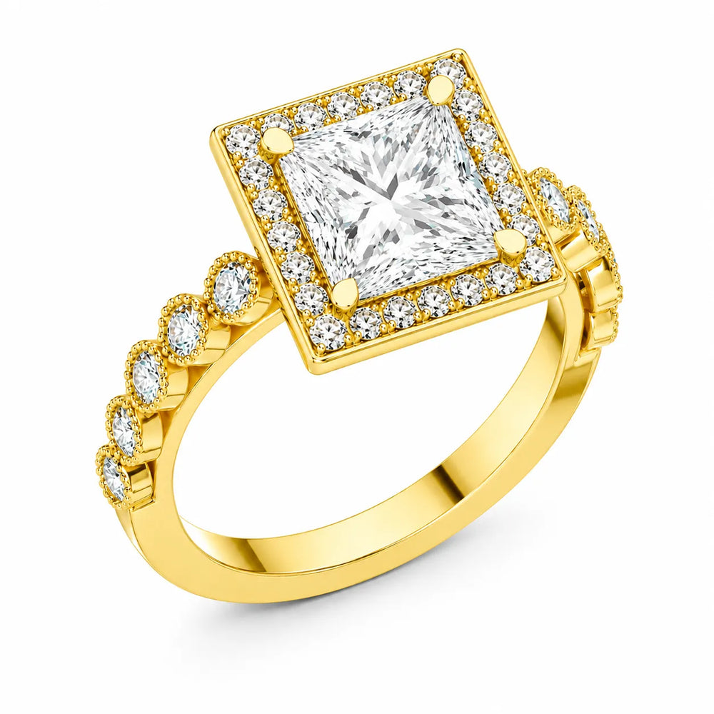 Halo Crown Pear Diamond Ring