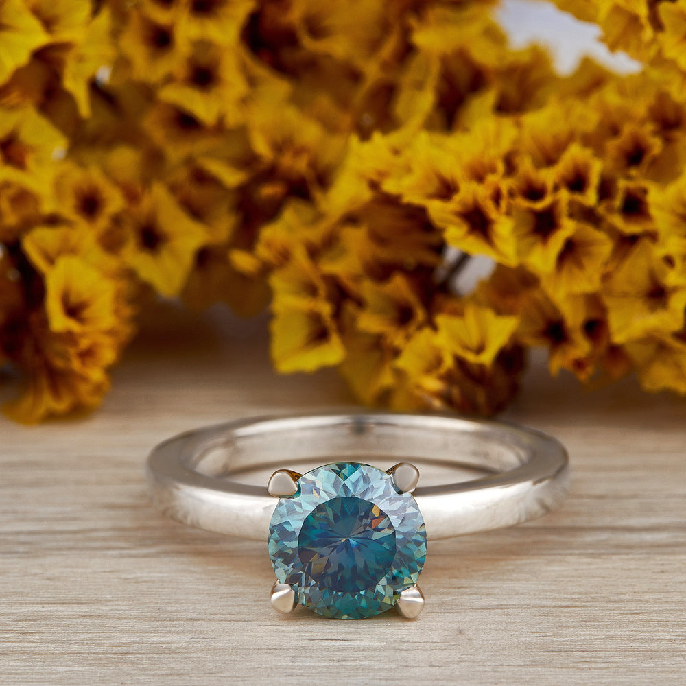 Portuguese Cut Blue Green Labgrown Ring