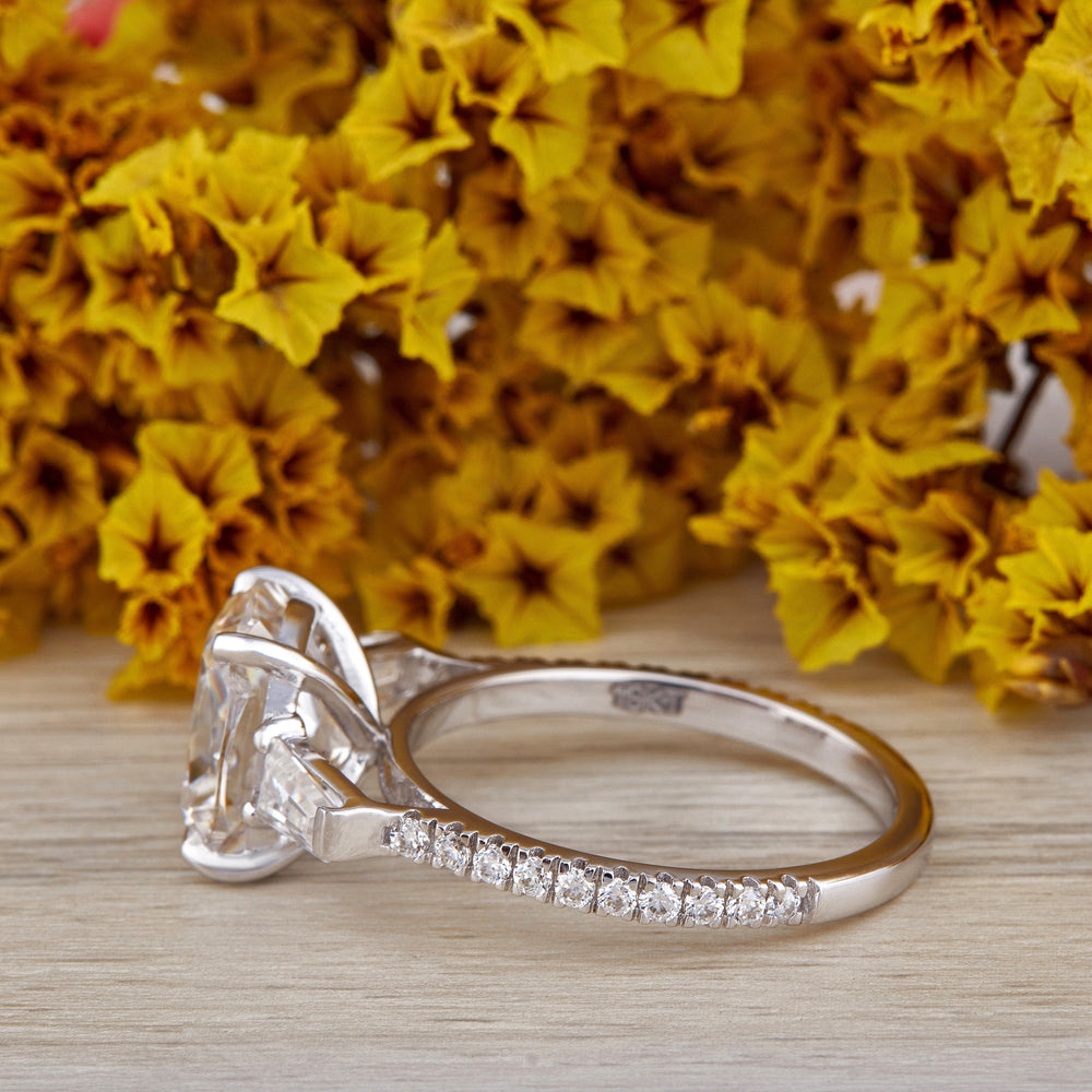 Three Stone Cushion Cut Labgrown Ring