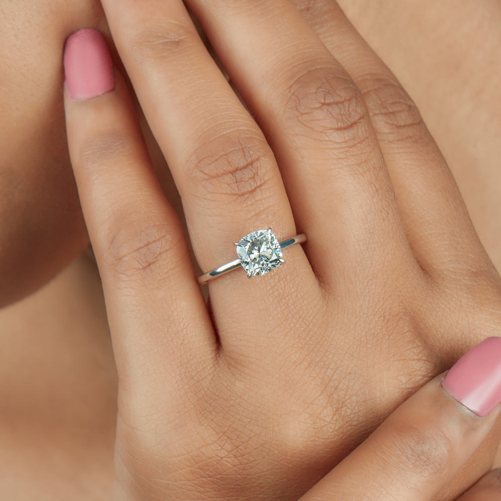 Old Mine Cushion Cut Labgrown Engagement Ring