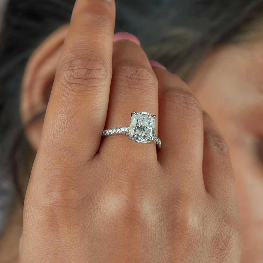 Elongated Cushion Cut Labgrown Ring