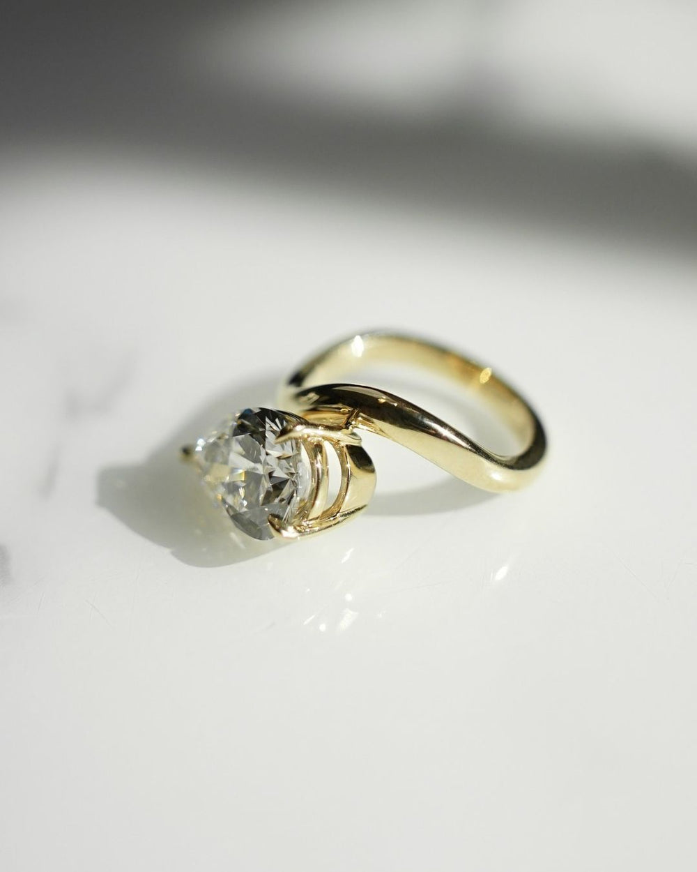 Elongated Pear Cut Labgrown Engagement Ring