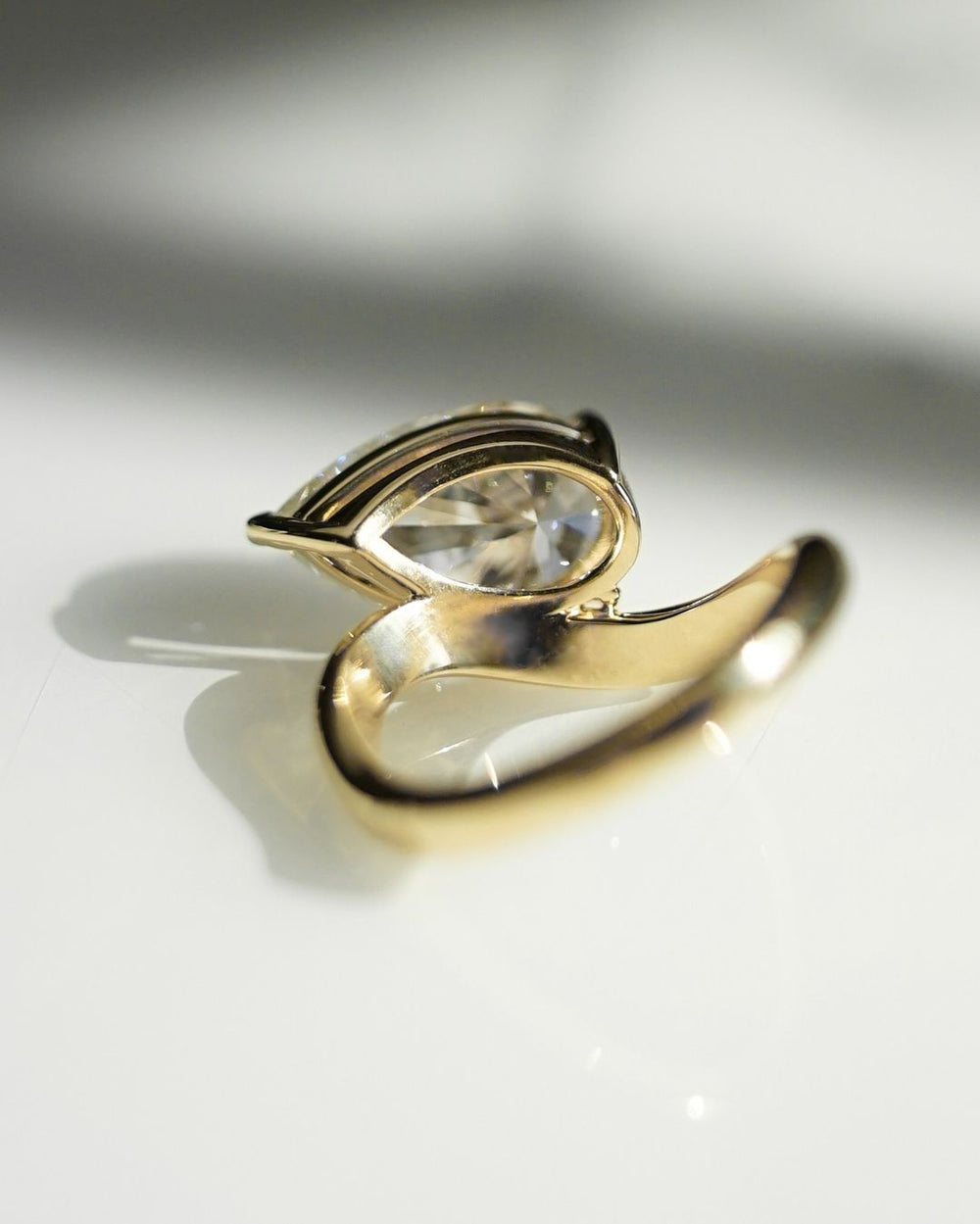 Elongated Pear Cut Labgrown Engagement Ring