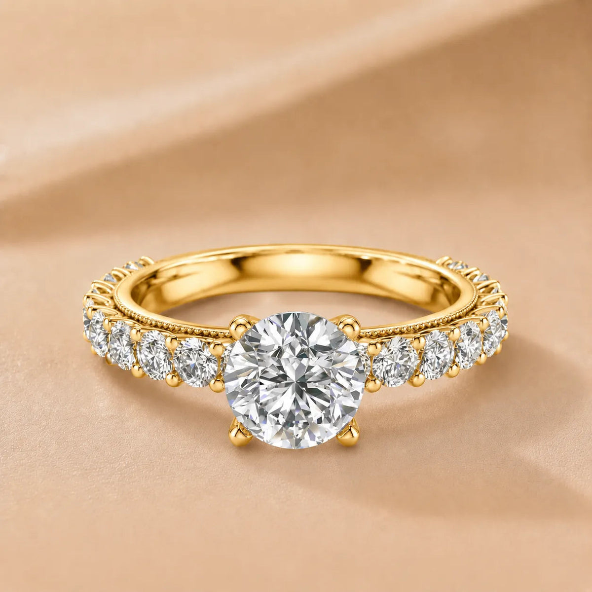 Vintage Halo-Inspired Accent Ring – Round (14K Rose Gold)