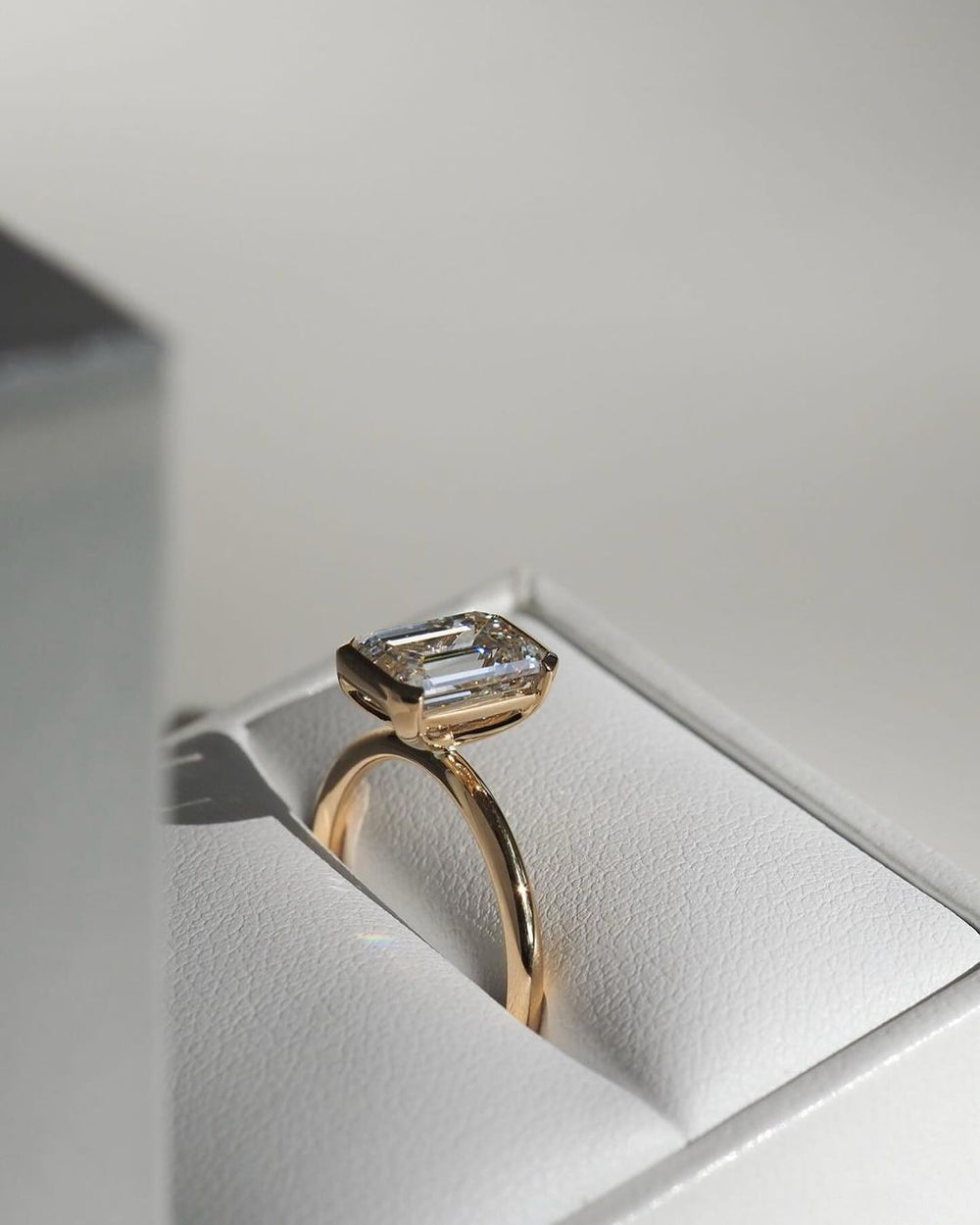 Bezel Set Emerald Cut Labgrown Engagement Ring