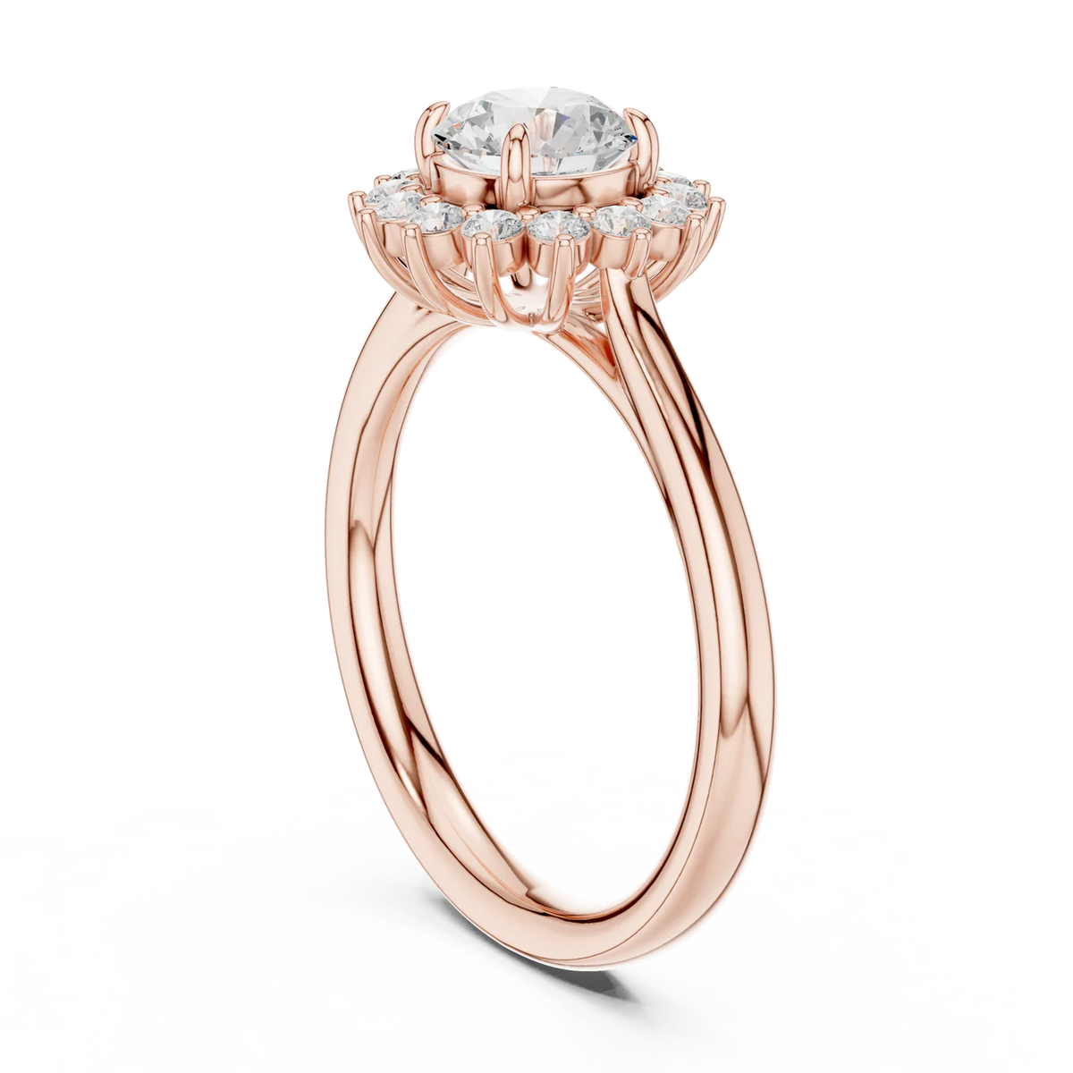 Iris Halo Round Diamond Engagement Ring