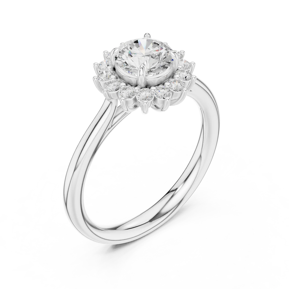 Iris Halo Round Diamond Engagement Ring