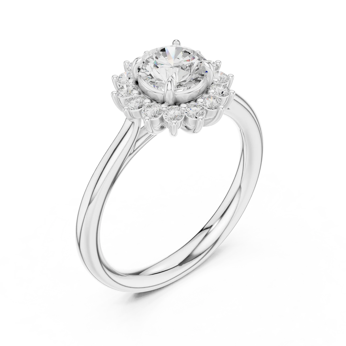 Iris Halo Round Diamond Engagement Ring