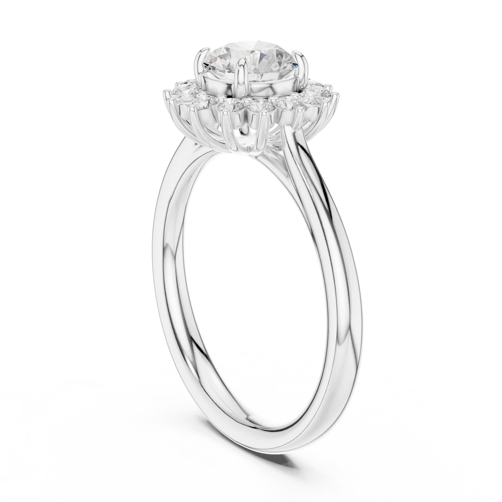 Iris Halo Round Diamond Engagement Ring
