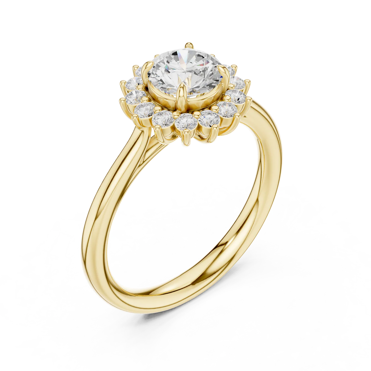 Iris Halo Round Diamond Engagement Ring