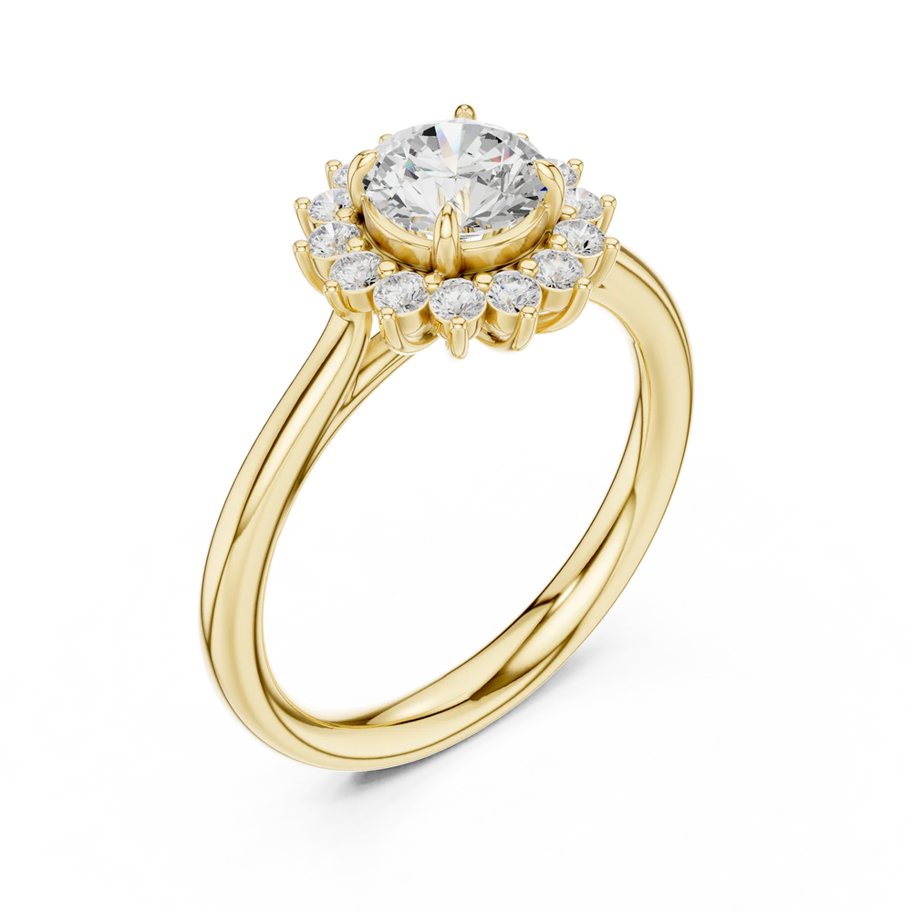Iris Halo Round Diamond Engagement Ring