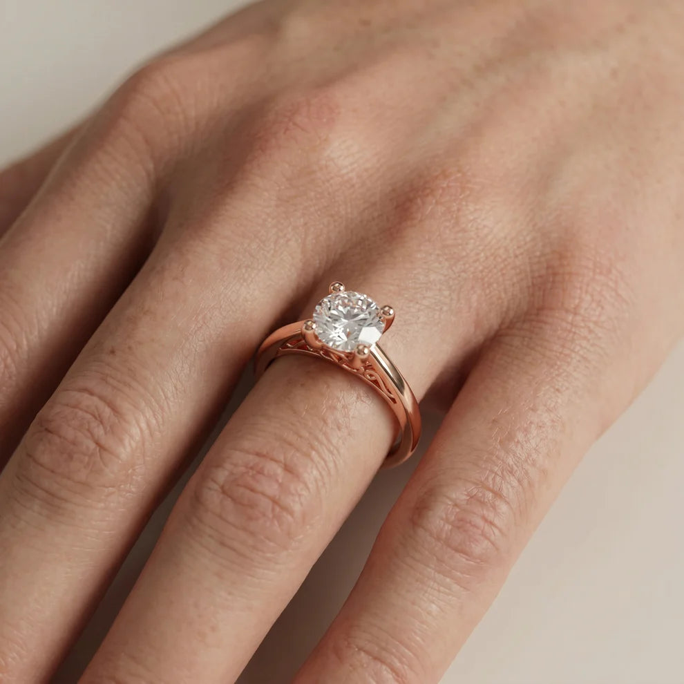 Iris Vintage Heart Diamond Engagement Ring