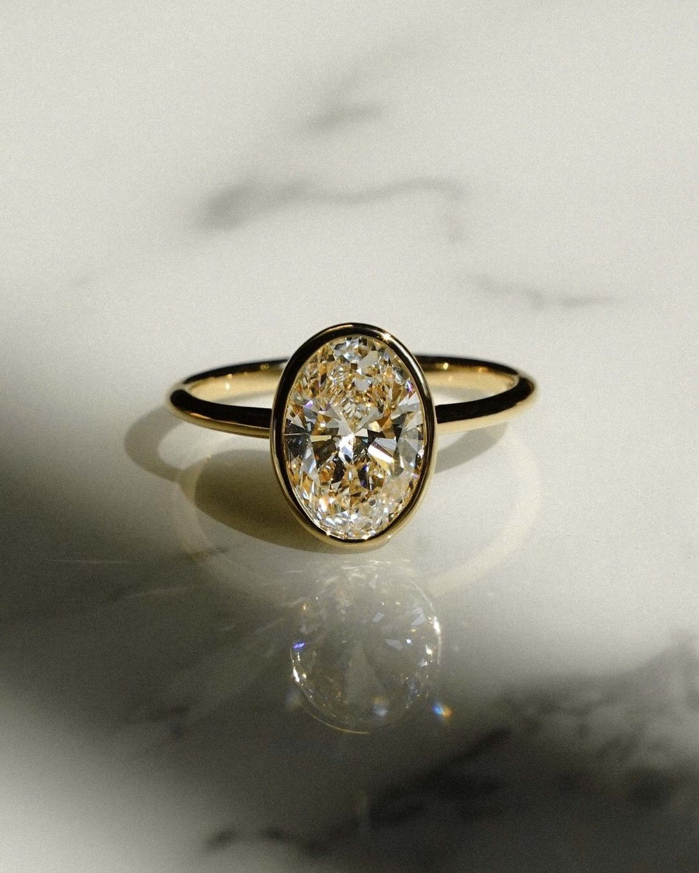 Bezel Set Oval Cut Labgrown Engagement Ring