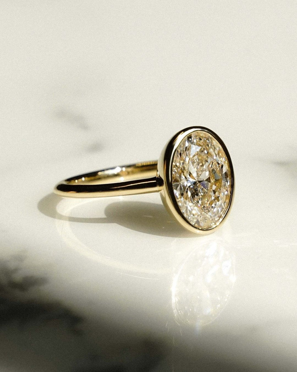 Bezel Set Oval Cut Labgrown Engagement Ring