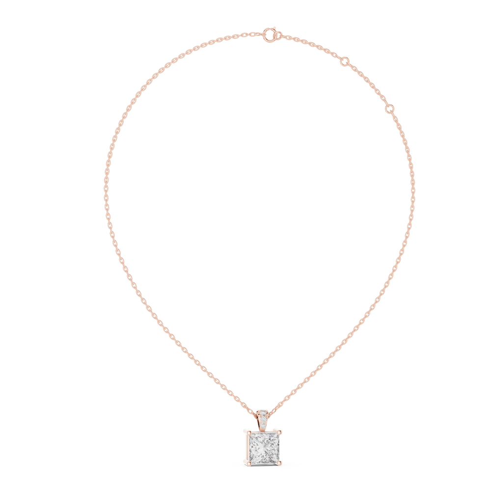 Princess Royal Solitaire Pendant With Italian Chain Necklace