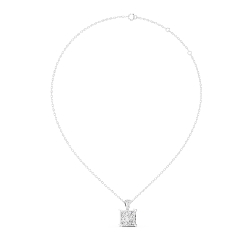 Princess Royal Solitaire Pendant With Italian Chain Necklace