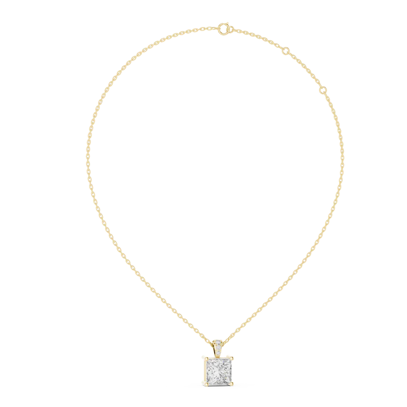 Princess Royal Solitaire Pendant With Italian Chain Necklace