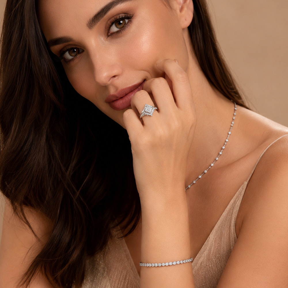 Juno Bypass Princess Diamond Engagement Ring