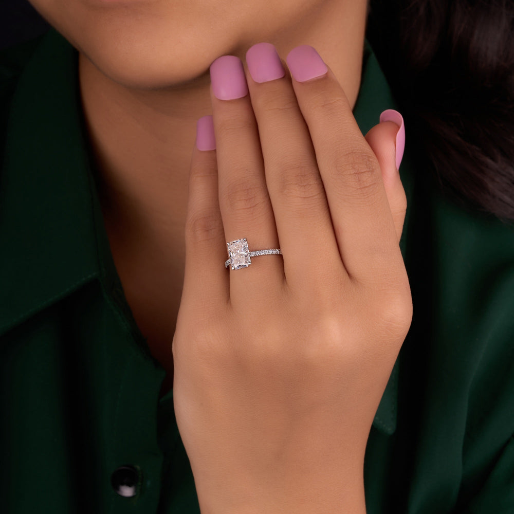 Radiant Cut Labgrown Hidden Halo Ring
