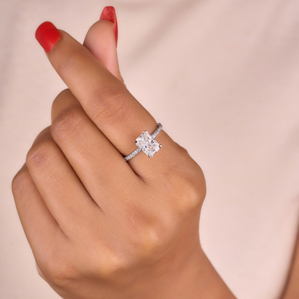 Radiant Cut Labgrown Hidden Halo Ring