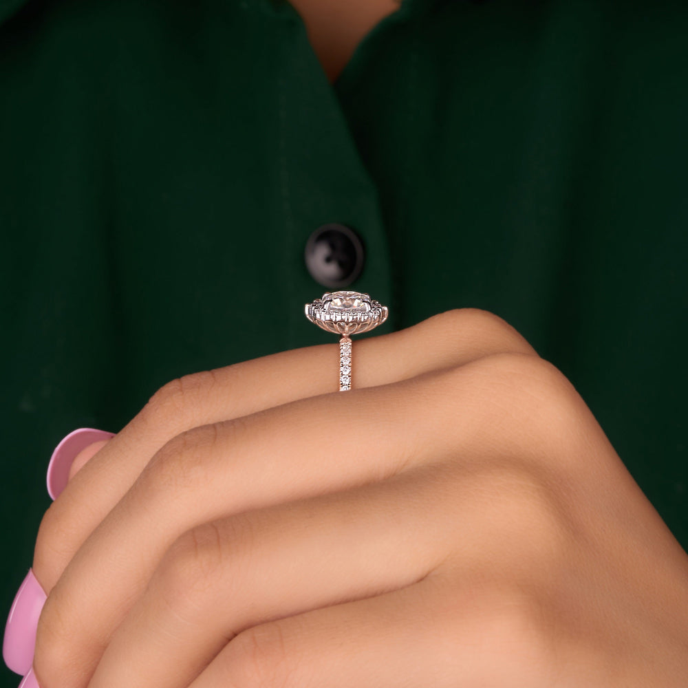 Cushion Cut Labgrown Hidden Halo Ring