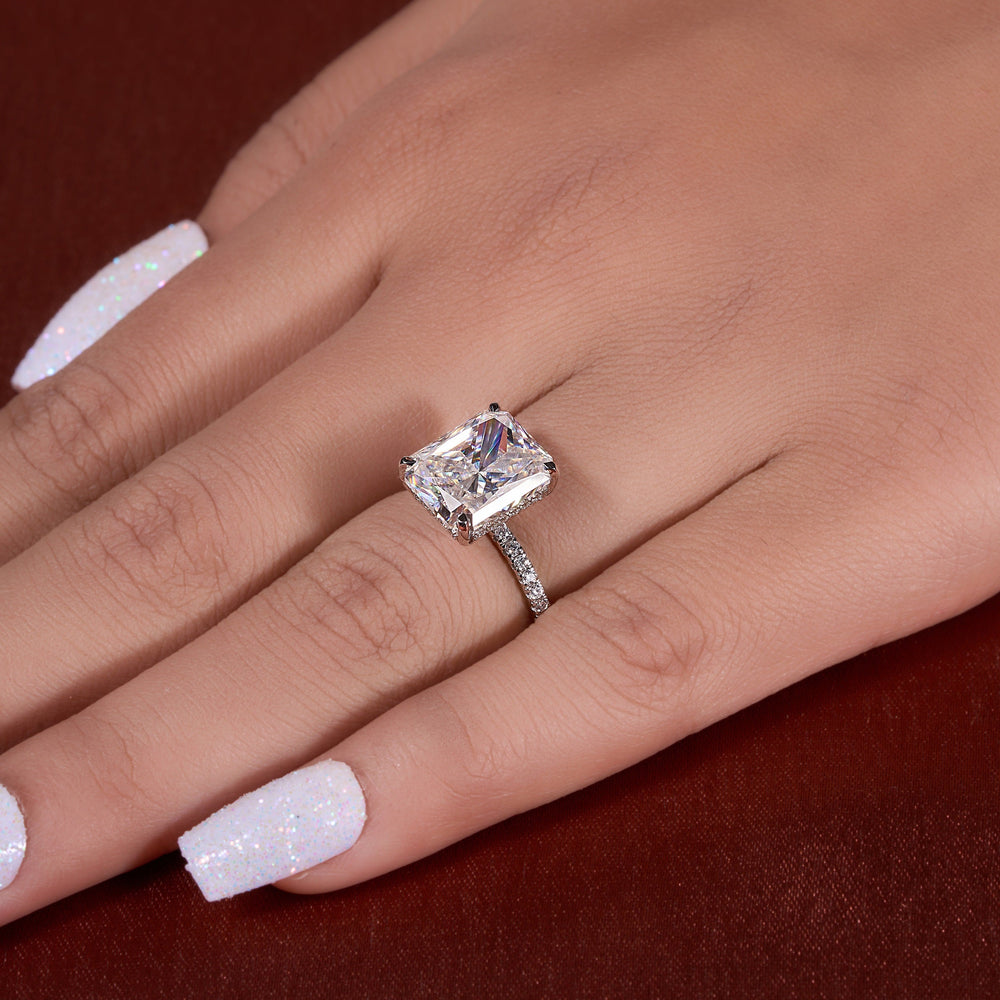 Radiant Cut Crushed Ice Labgrown Ring