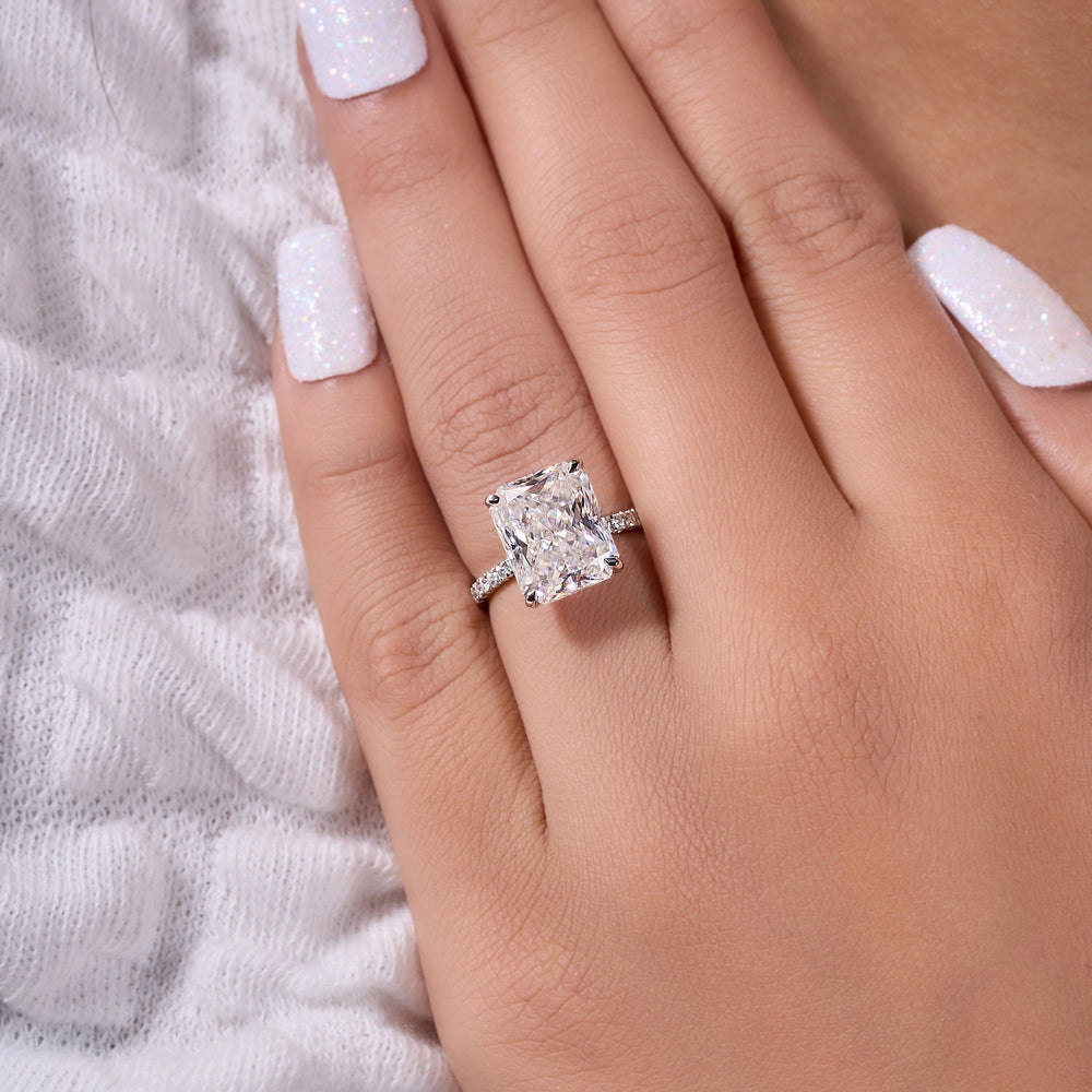 Radiant Cut Crushed Ice Labgrown Ring