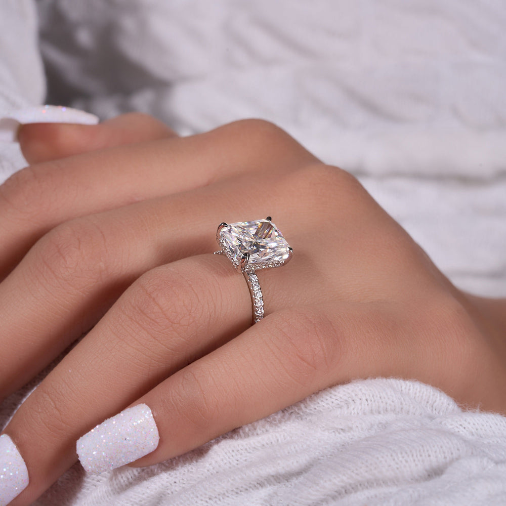 Radiant Cut Crushed Ice Labgrown Ring