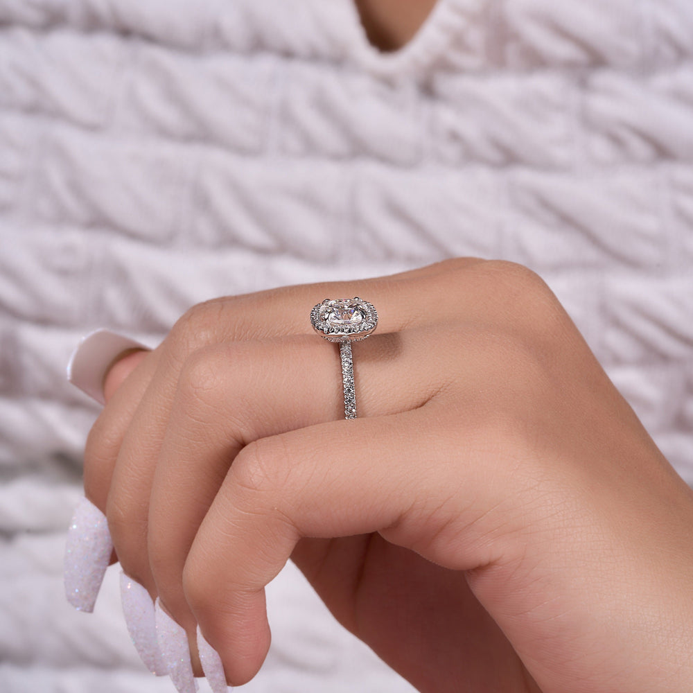 Cushion Cut Labgrown Hidden Halo Ring