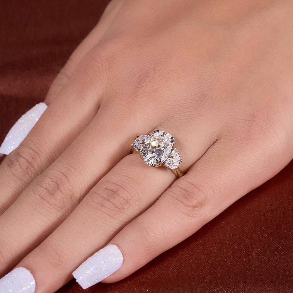 Oval and Half moon Cut Labgrown Ring