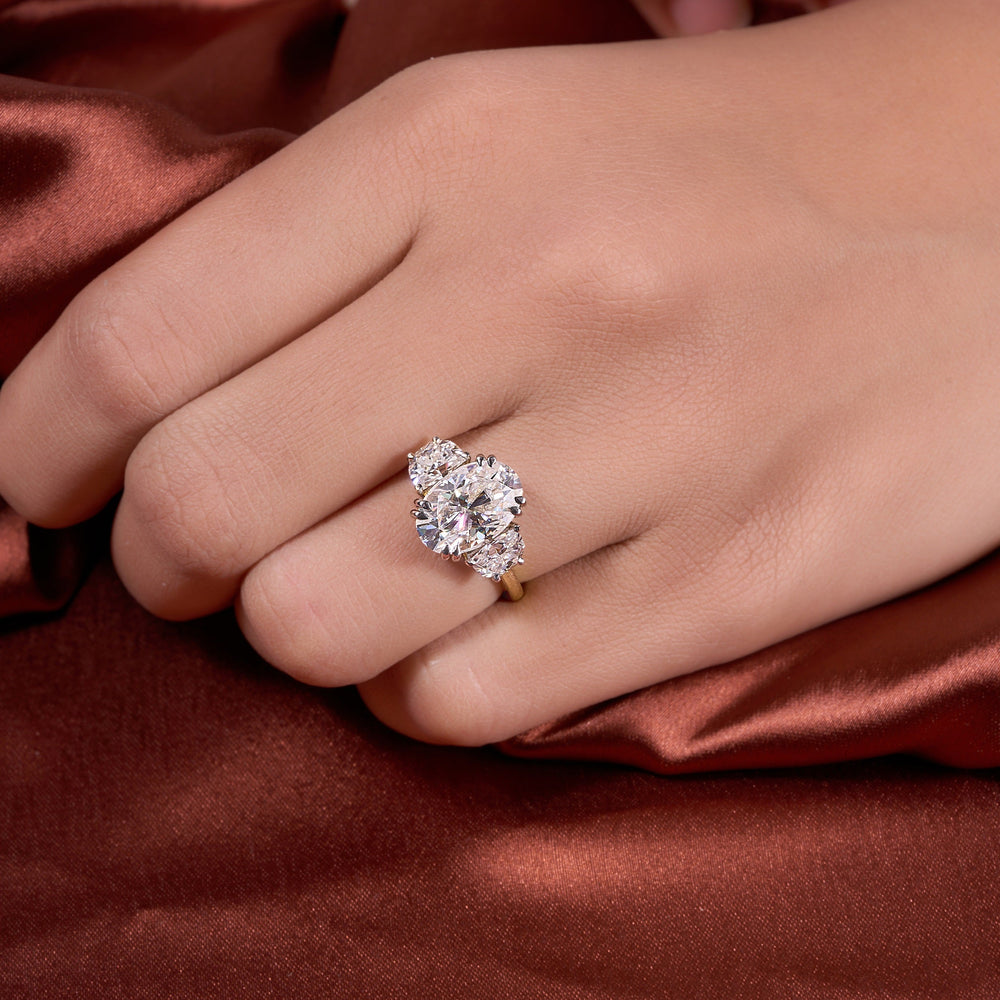 Oval and Half moon Cut Labgrown Ring