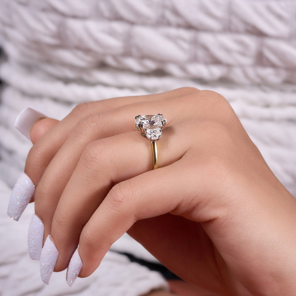 Oval and Half moon Cut Labgrown Ring