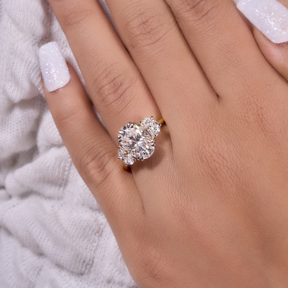 Oval and Half moon Cut Labgrown Ring