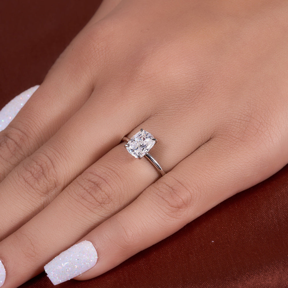 Cushion Cut Hidden Halo Labgrown Ring