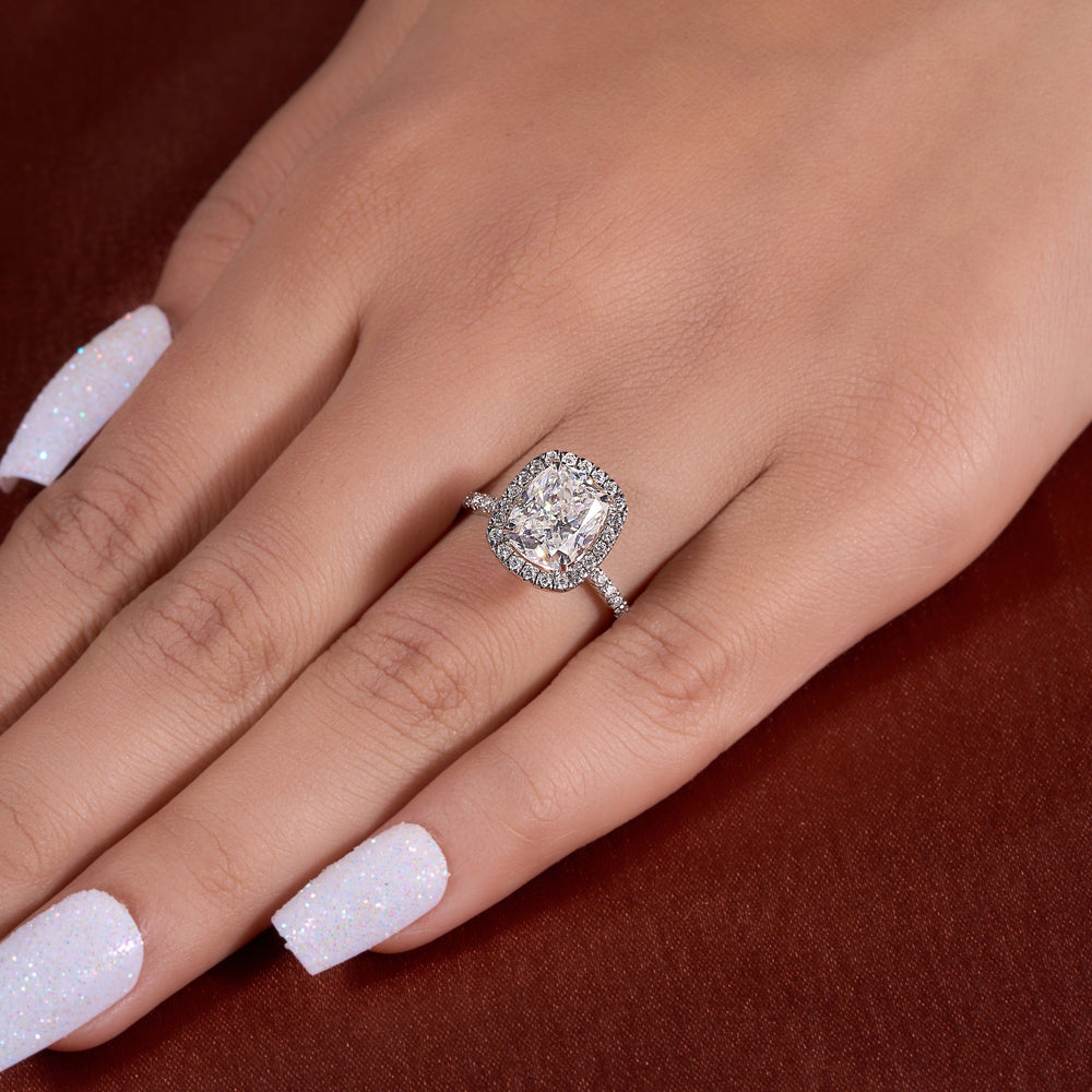 Cushion Cut Crushed Ice Labgrown Ring