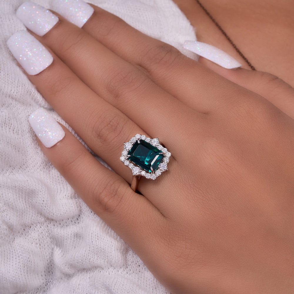Emerald Cut Labgrown Halo Ring