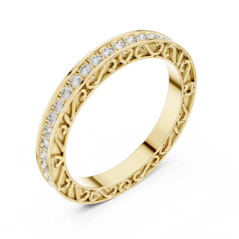 Vintage Lace Round-Cut Diamond Band