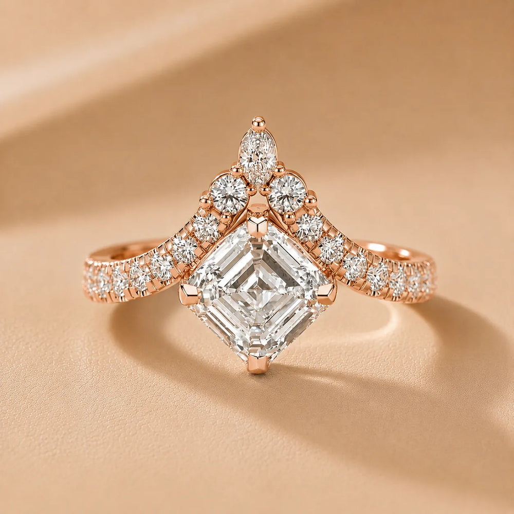 Isabella Legacy Side Stone Asscher Diamond Engagement Ring