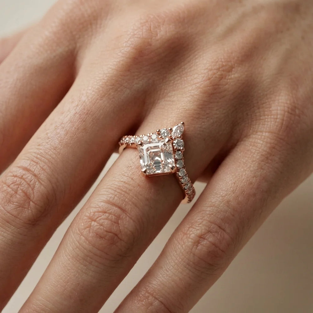 Isabella Legacy Side Stone Asscher Diamond Engagement Ring