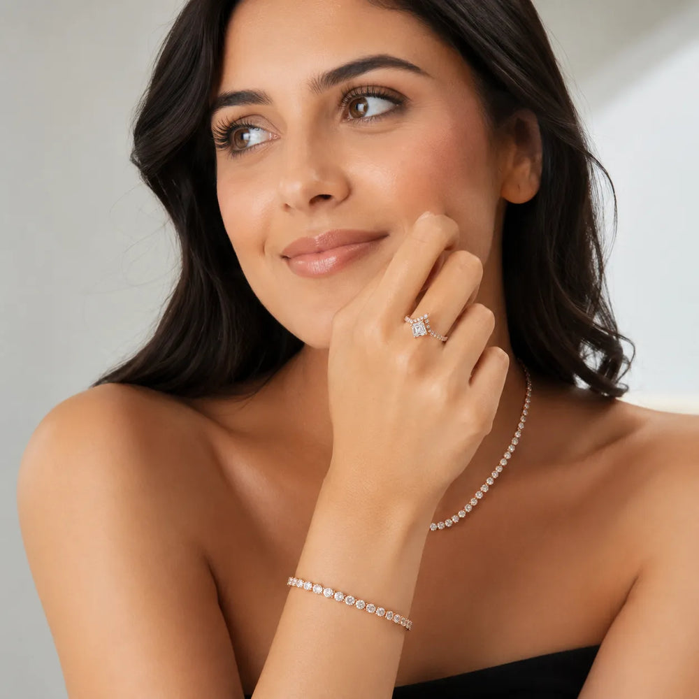 Isabella Legacy Side Stone Asscher Diamond Engagement Ring