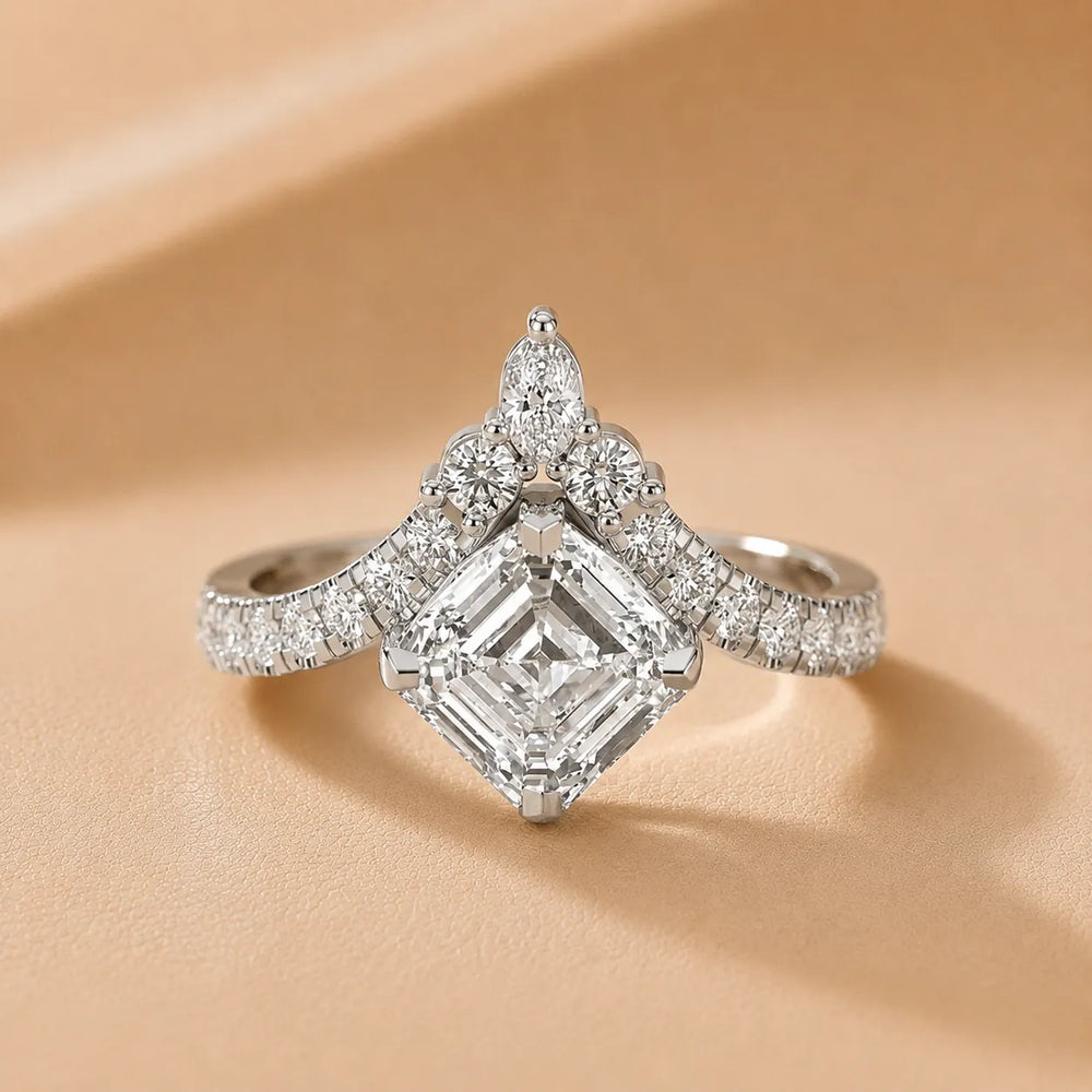Isabella Legacy Side Stone Asscher Diamond Engagement Ring