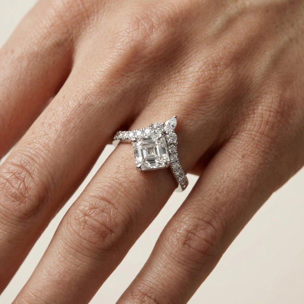 Isabella Legacy Side Stone Asscher Diamond Engagement Ring