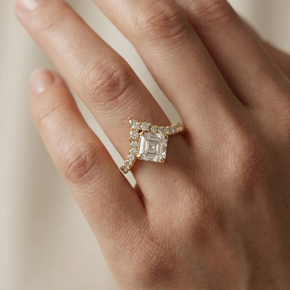 Isabella Legacy Side Stone Asscher Diamond Engagement Ring