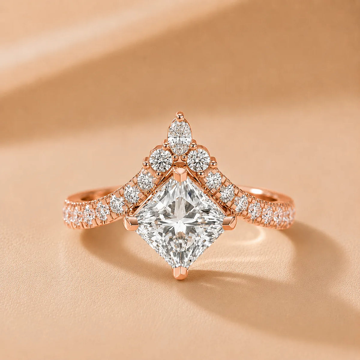 Isabella Legacy Side Stone Asscher Diamond Engagement Ring