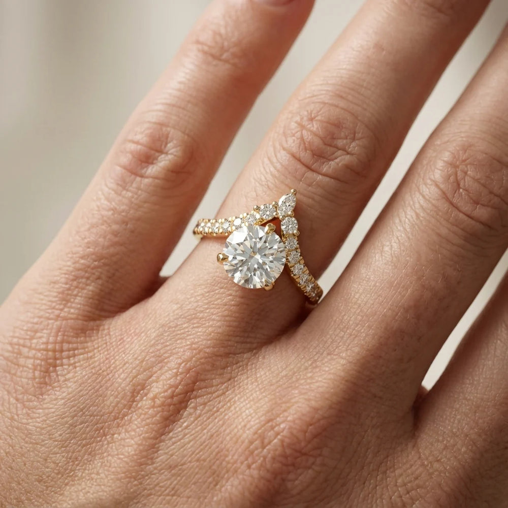 Isabella Legacy Side Stone Asscher Diamond Engagement Ring
