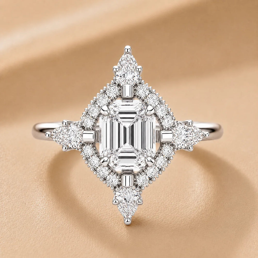 Pear Cut Luminous Halo Ring
