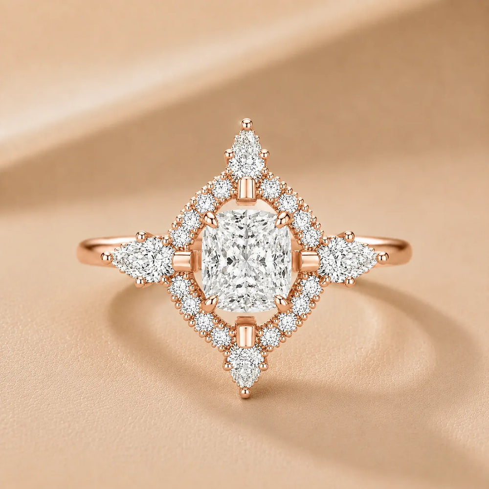 Pear Cut Luminous Halo Ring